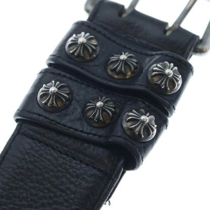 Chrome Hearts Blt Roller Cross Ball Studs Buckle Leather Belt Black Silver — view 6