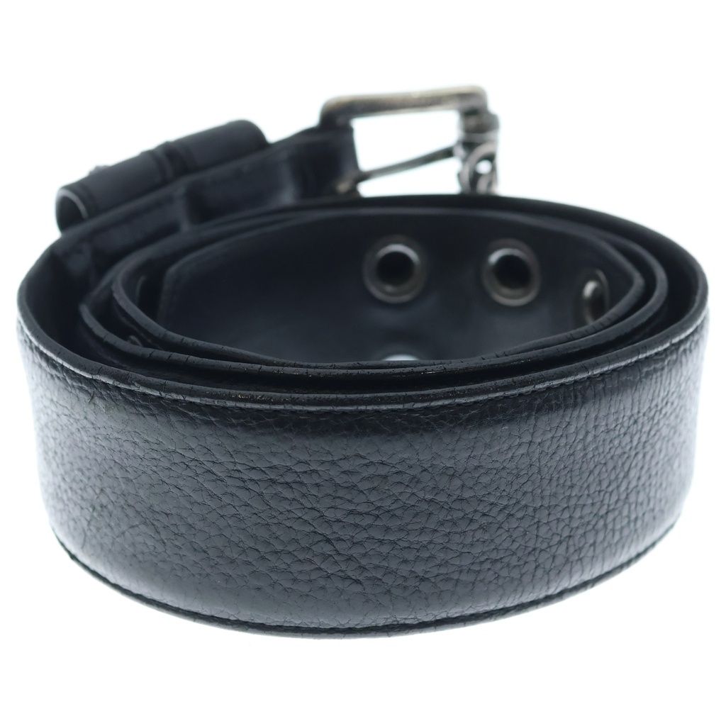Chrome Hearts Blt Roller Cross Ball Studs Buckle Leather Belt Black Silver — view 2