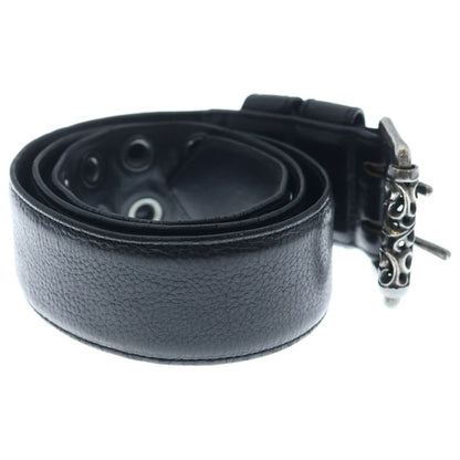 Chrome Hearts Blt Roller Cross Ball Studs Buckle Leather Belt Black Silver — view 3
