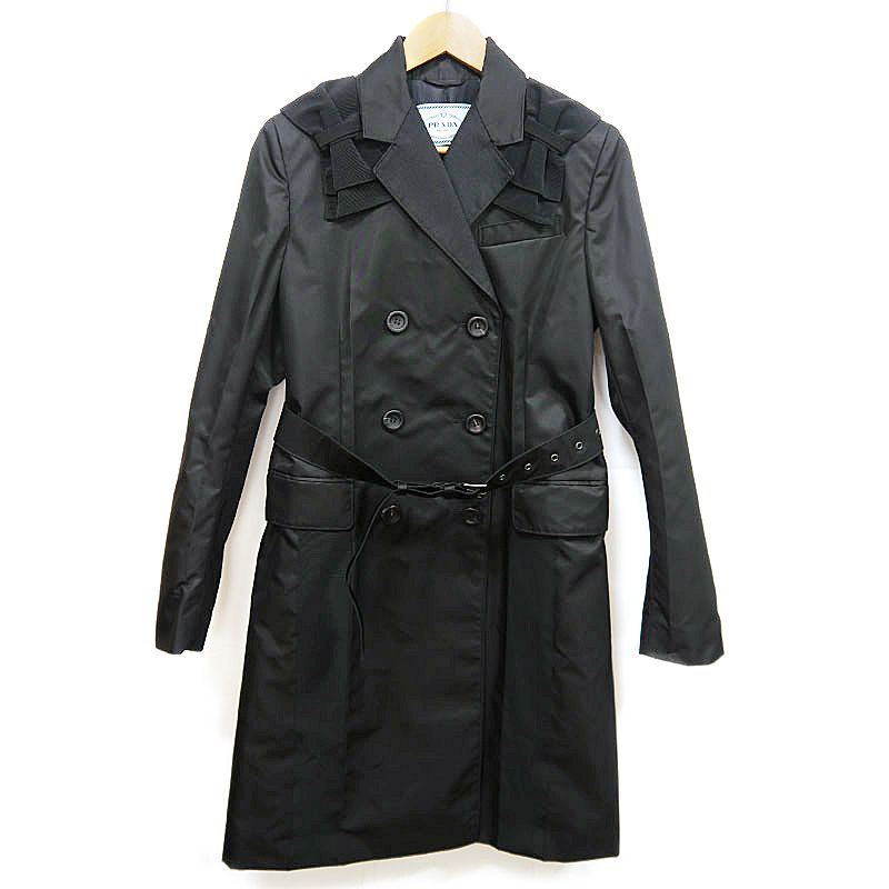 Prada Nylon Trench Coat Black 44