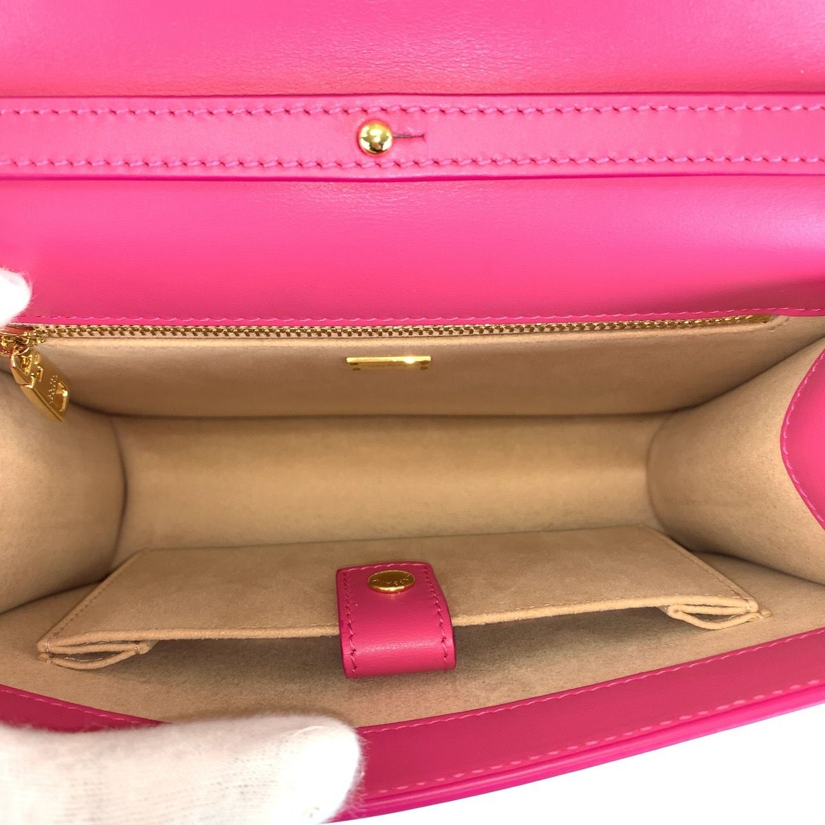 Dolce & Gabbana DG Logo 2-Way Pink Gold Leather Shoulder Bag Clutch — view 8