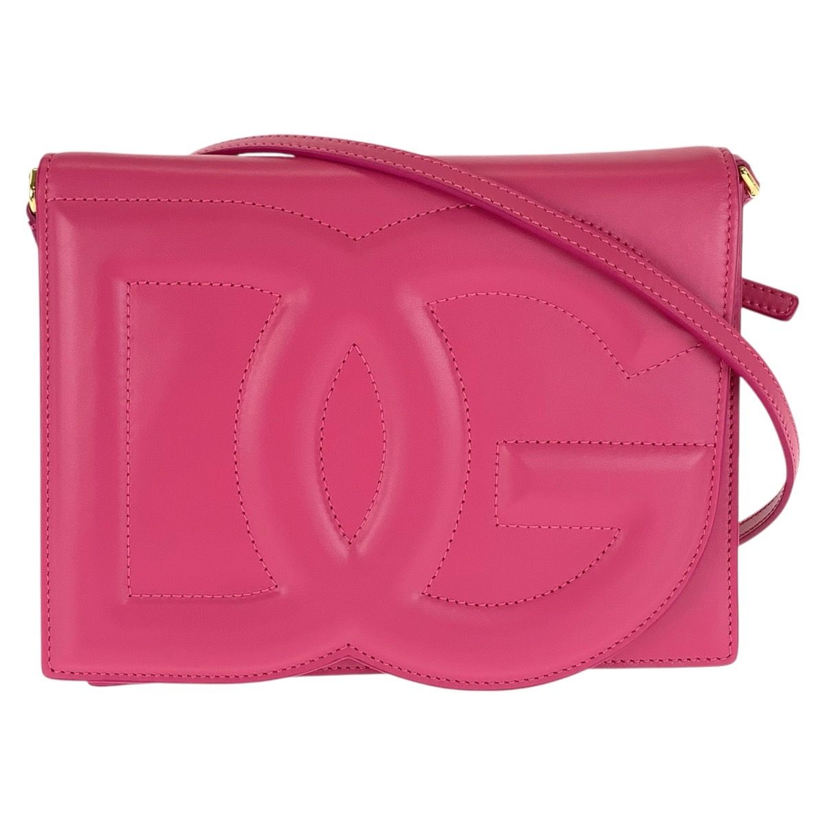 Dolce & Gabbana DG Logo 2-Way Pink Gold Leather Shoulder Bag Clutch