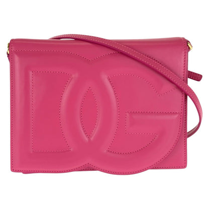 Dolce & Gabbana DG Logo 2-Way Pink Gold Leather Shoulder Bag Clutch