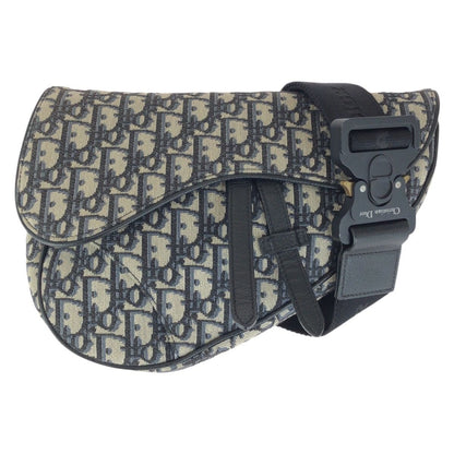 Dior Oblique Saddle Navy Black Silver Canvas Leather Belt Bag