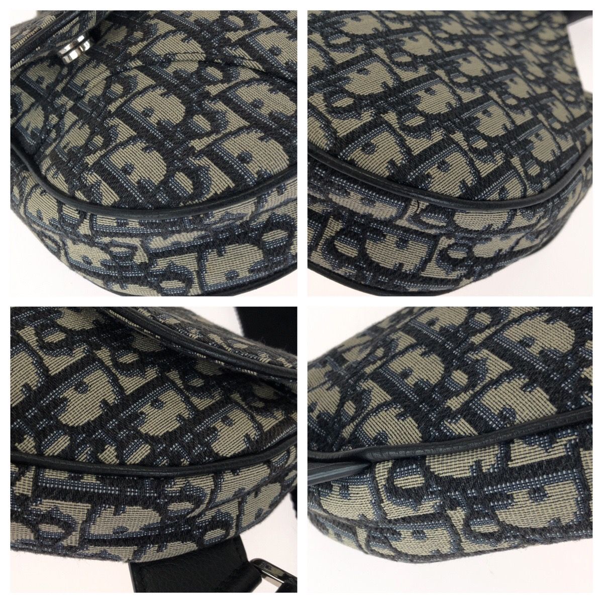 Dior Oblique Saddle Navy Black Silver Canvas Leather Belt Bag — view 3