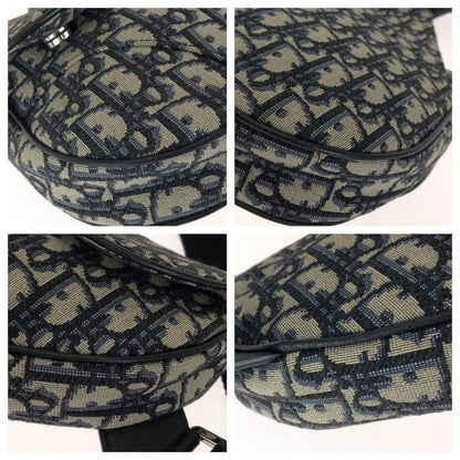 Dior Oblique Saddle Navy Black Silver Canvas Leather Belt Bag — view 3