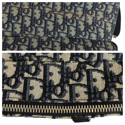 Dior Oblique Saddle Navy Black Silver Canvas Leather Belt Bag — view 6