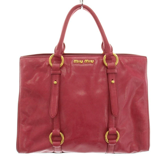 Miu Miu Vitello Shine Convertible Tote Bag Leather Pink