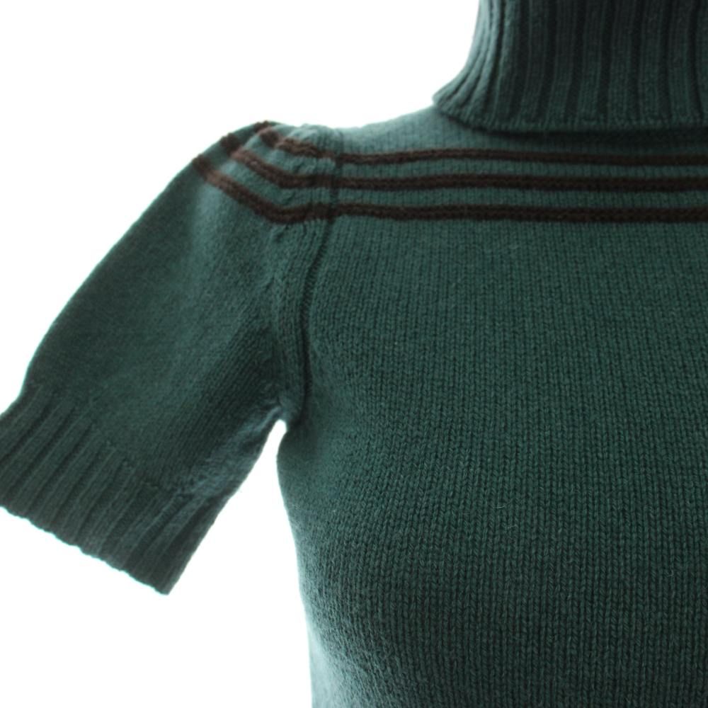Gucci Knit Sweater Short Sleeve Wool Line Green XS — view 5
