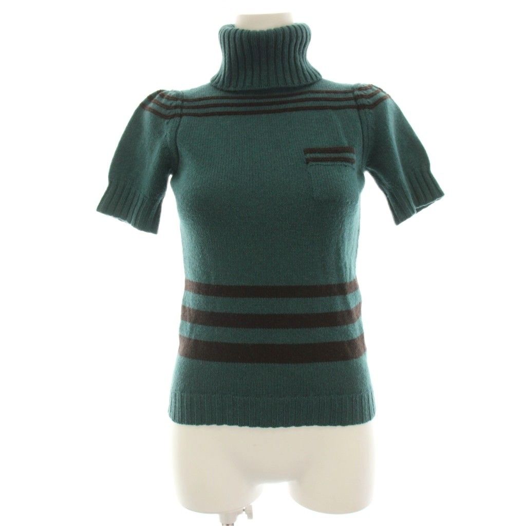 Gucci Knit Sweater Short Sleeve Wool Line Green XS