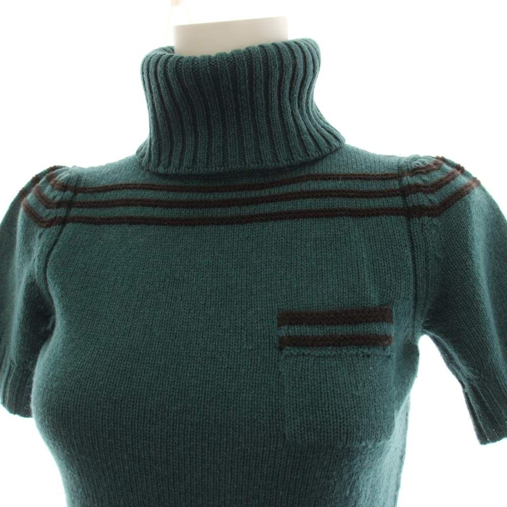 Gucci Knit Sweater Short Sleeve Wool Line Green XS — view 4