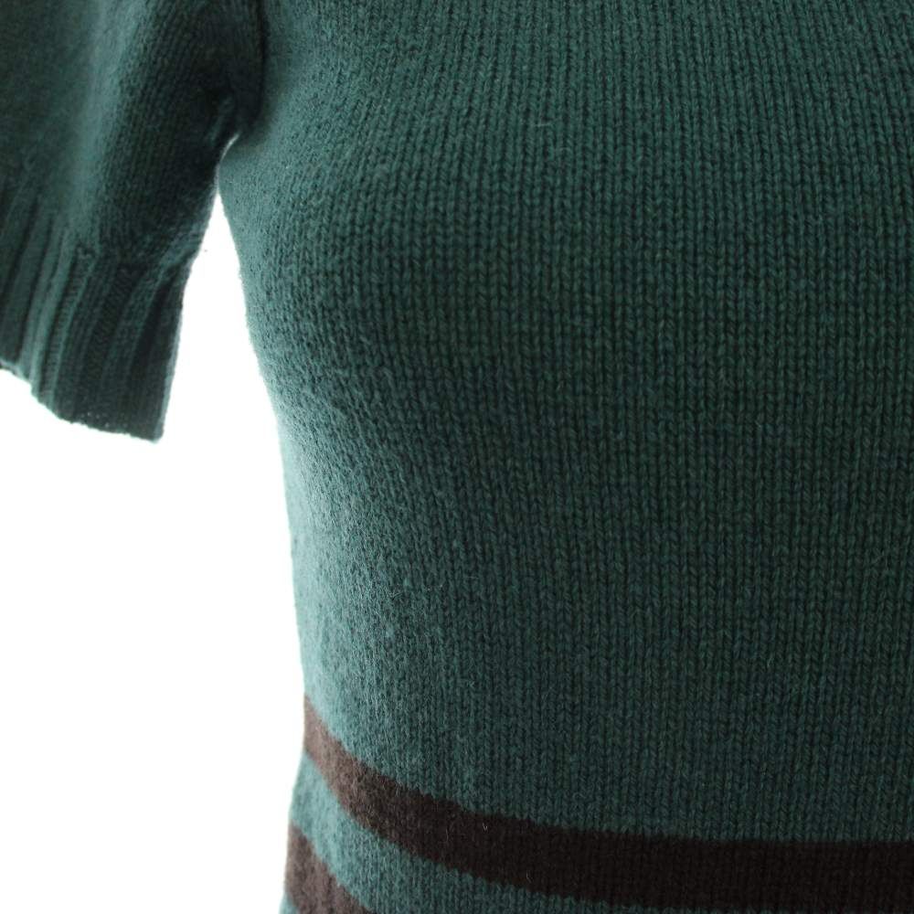 Gucci Knit Sweater Short Sleeve Wool Line Green XS — view 6