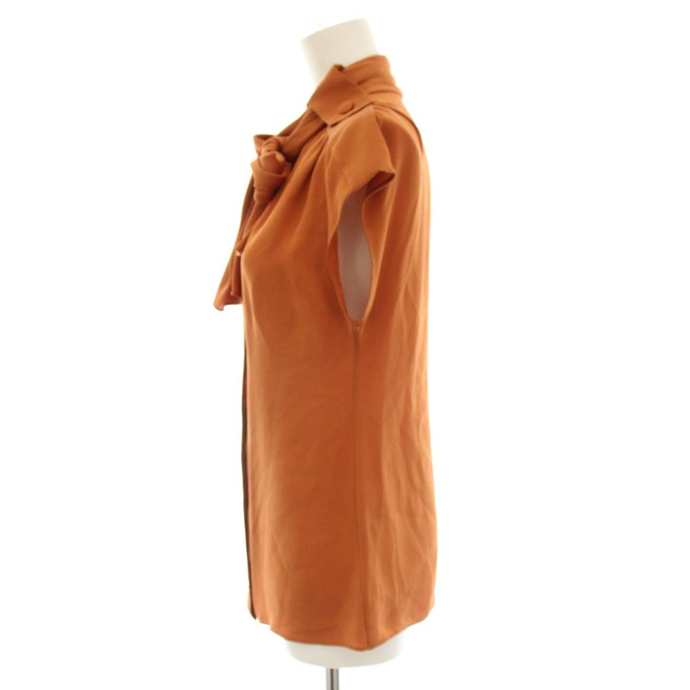 Gucci Shirt Blouse French Sleeve Silk Ribbon Orange 36 — view 2
