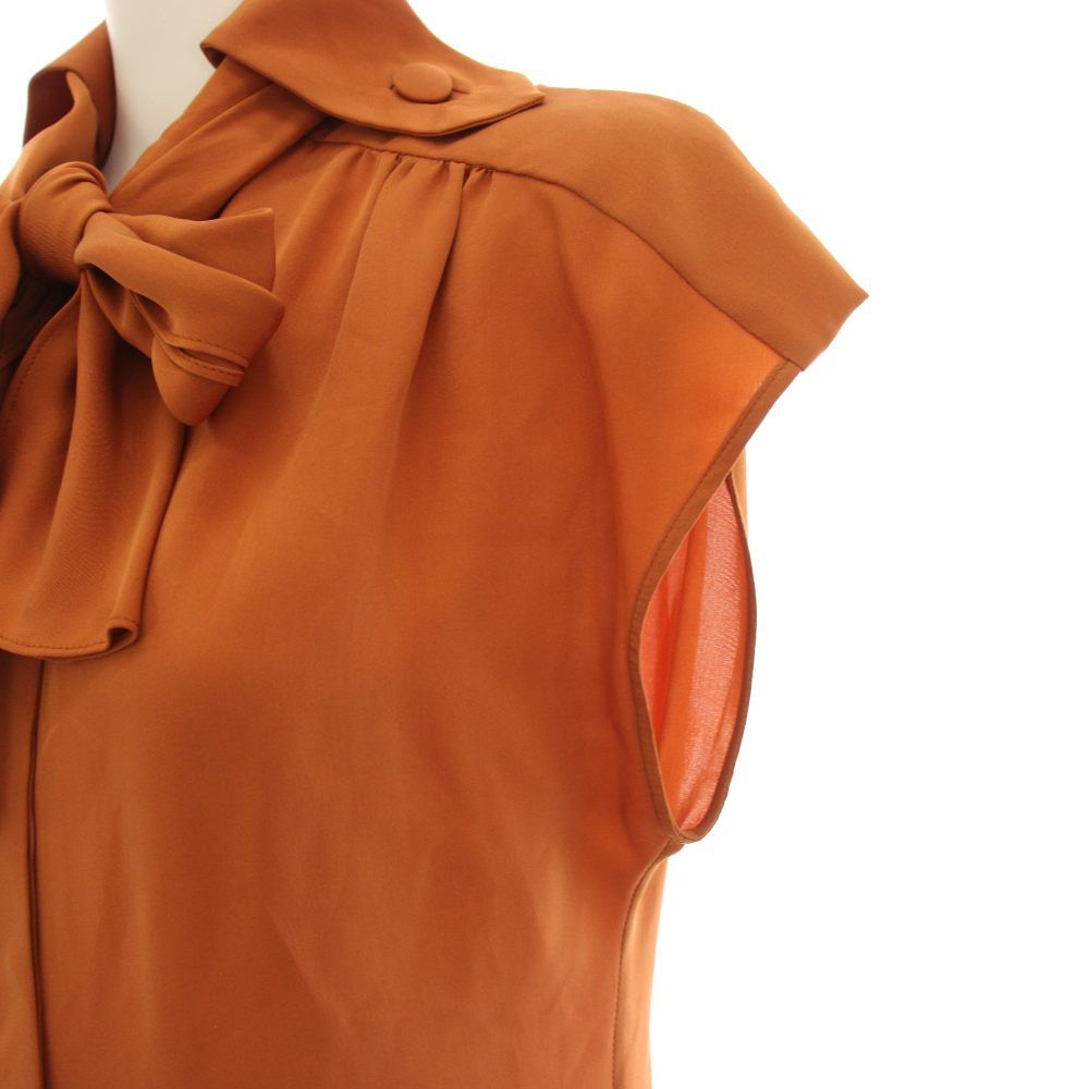 Gucci Shirt Blouse French Sleeve Silk Ribbon Orange 36 — view 5
