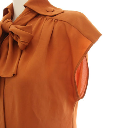 Gucci Shirt Blouse French Sleeve Silk Ribbon Orange 36 — view 5