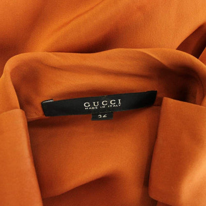 Gucci Shirt Blouse French Sleeve Silk Ribbon Orange 36 — view 6