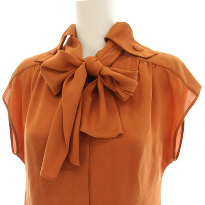 Gucci Shirt Blouse French Sleeve Silk Ribbon Orange 36 — view 4