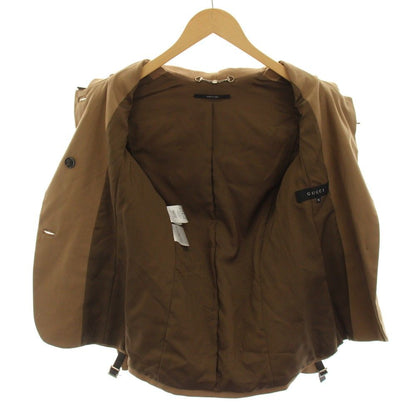 Gucci Collarless Jacket Belt Design Brown 36 — view 6