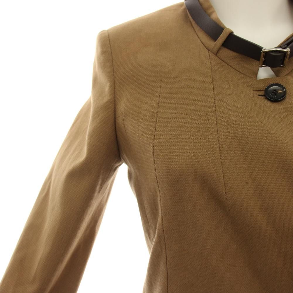 Gucci Collarless Jacket Belt Design Brown 36 — view 5
