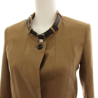 Gucci Collarless Jacket Belt Design Brown 36 — view 4