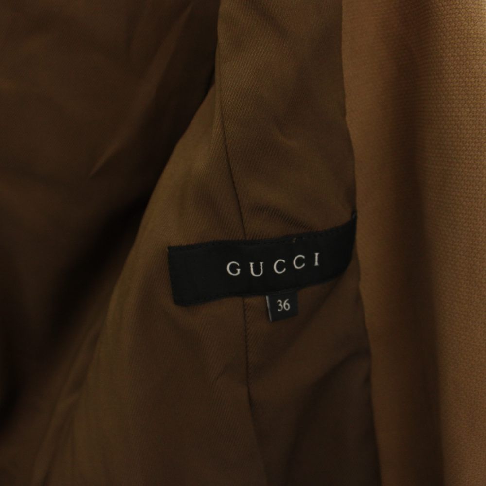 Gucci Collarless Jacket Belt Design Brown 36 — view 7