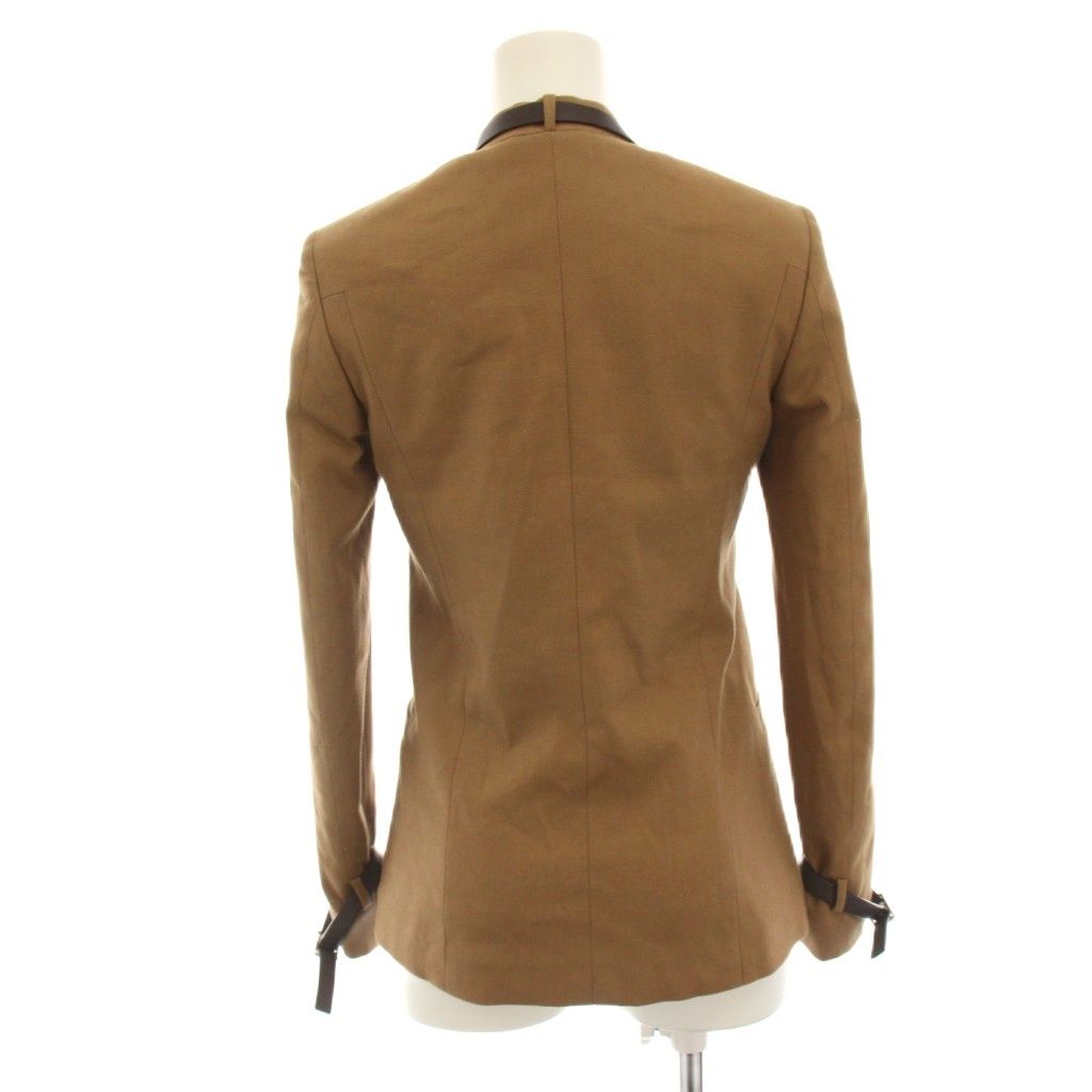 Gucci Collarless Jacket Belt Design Brown 36 — view 3