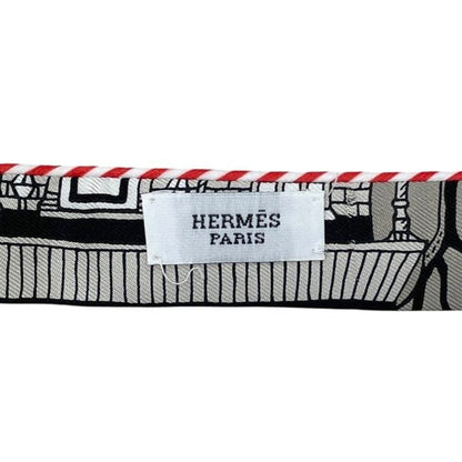 Hermes Ribbon Scarf Twilly Doll Candy Paris Station Silk Gray — view 4