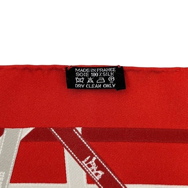 Hermes Scarf Pointe Triangle Boldic Ribbon Silk Red — view 5