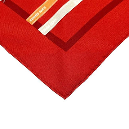 Hermes Scarf Pointe Triangle Boldic Ribbon Silk Red — view 4