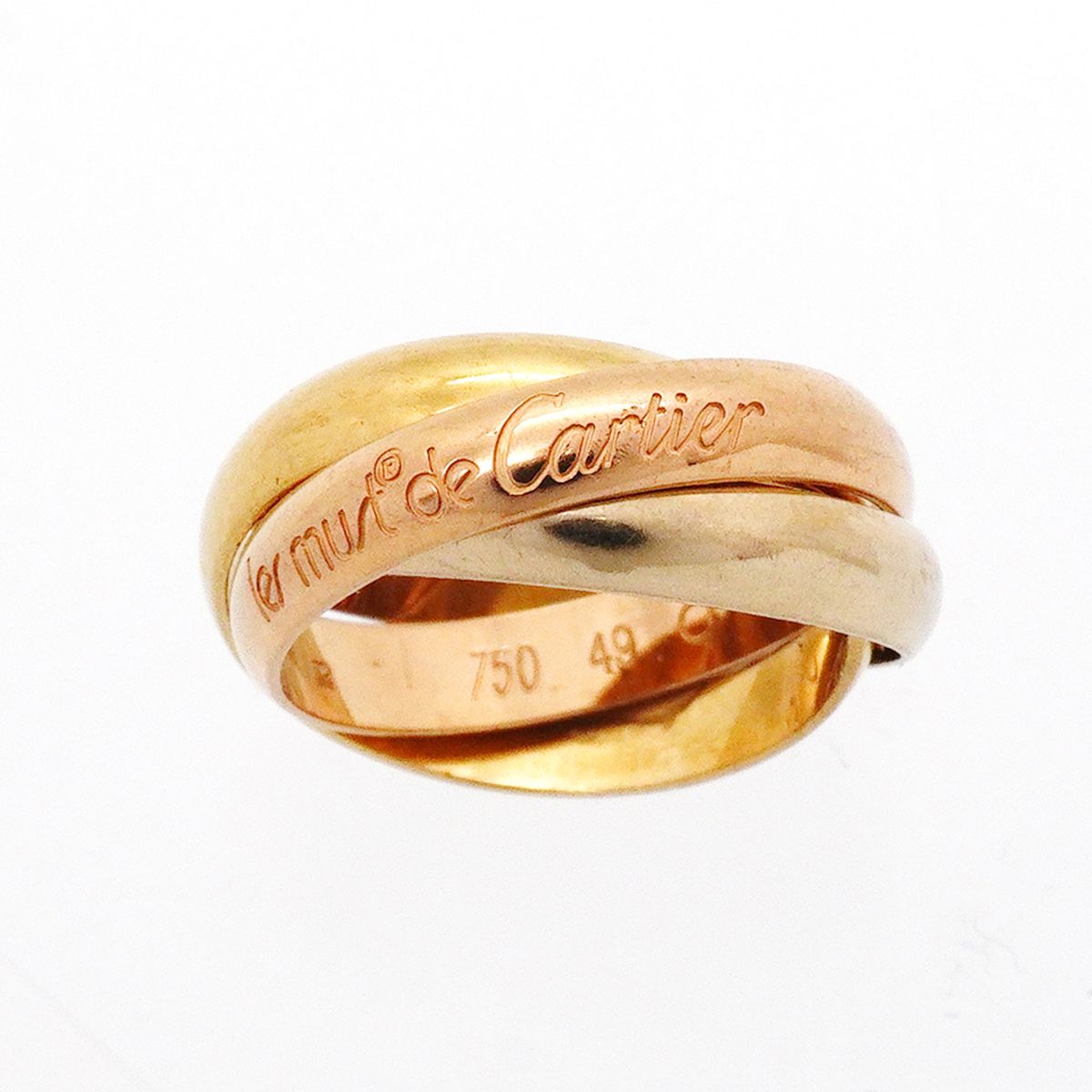 Cartier Ring Trinity Classic Model 18k Yellow Gold White Pink — view 2