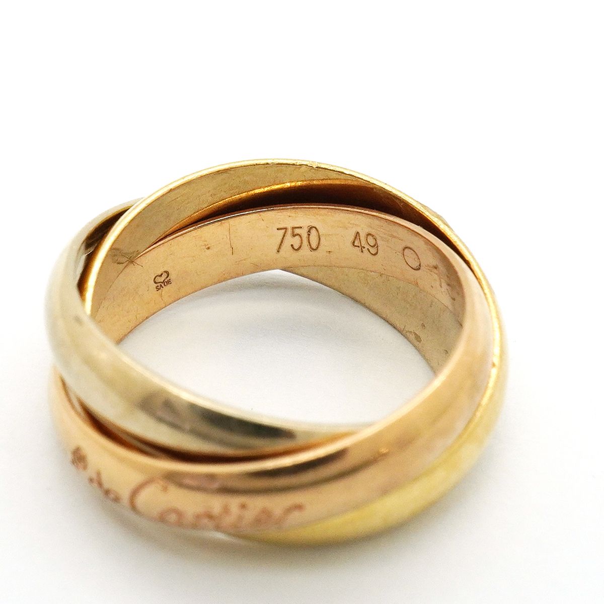 Cartier Ring Trinity Classic Model 18k Yellow Gold White Pink — view 4