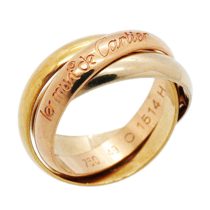 Cartier Ring Trinity Classic Model 18k Yellow Gold White Pink