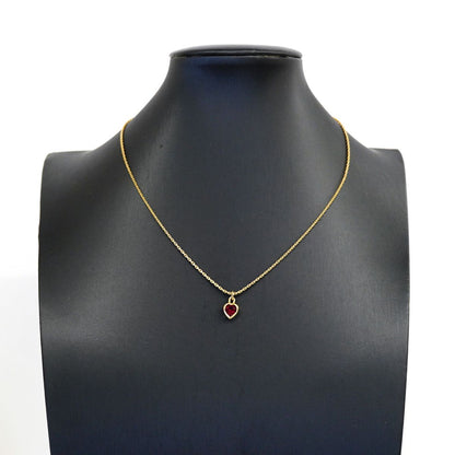 Dior Necklace Heart Motif Gold Plated Color Stone Red — view 5