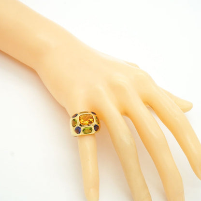 Chanel Ring Baroque 18K Yellow Gold Multi Stone Blue Green Orange — view 7