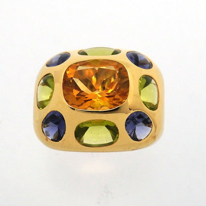 Chanel Ring Baroque 18K Yellow Gold Multi Stone Blue Green Orange — view 2