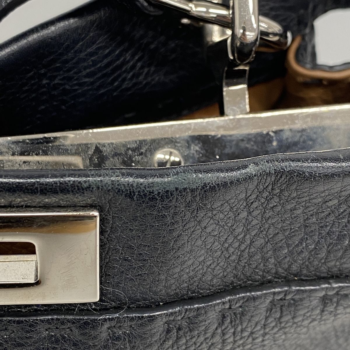 Fendi Handbag Selleria Leather Black Silver 2-Way Bag — view 7