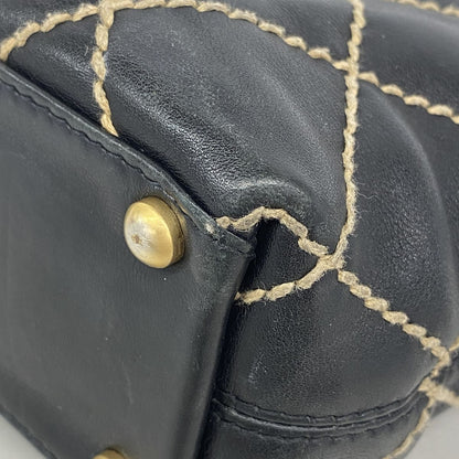 Chanel Tote Bag Wild Stitch Leather Black Gold — view 8