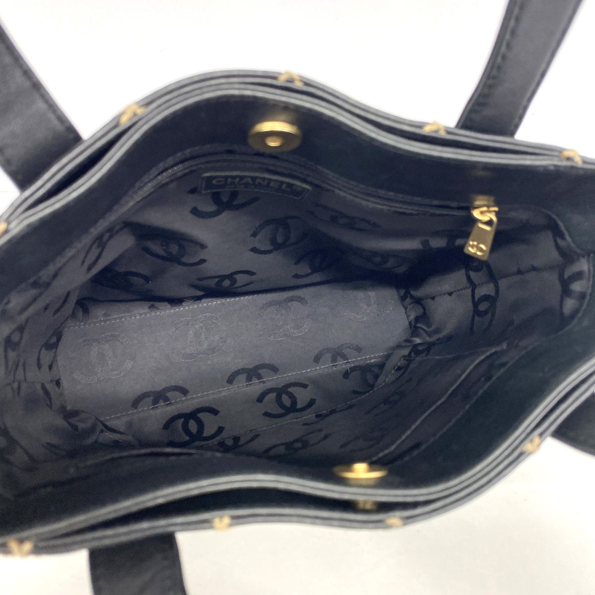 Chanel Tote Bag Wild Stitch Leather Black Gold — view 4
