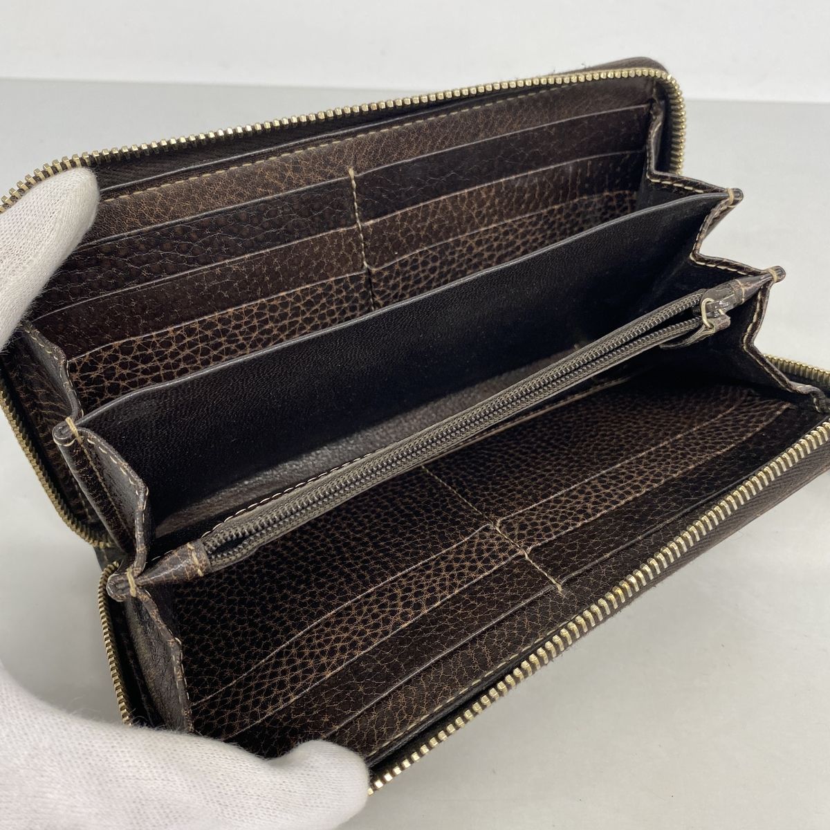 Gucci Wallet Guccissima Bamboo Leather Brown Champagne Gold — view 3