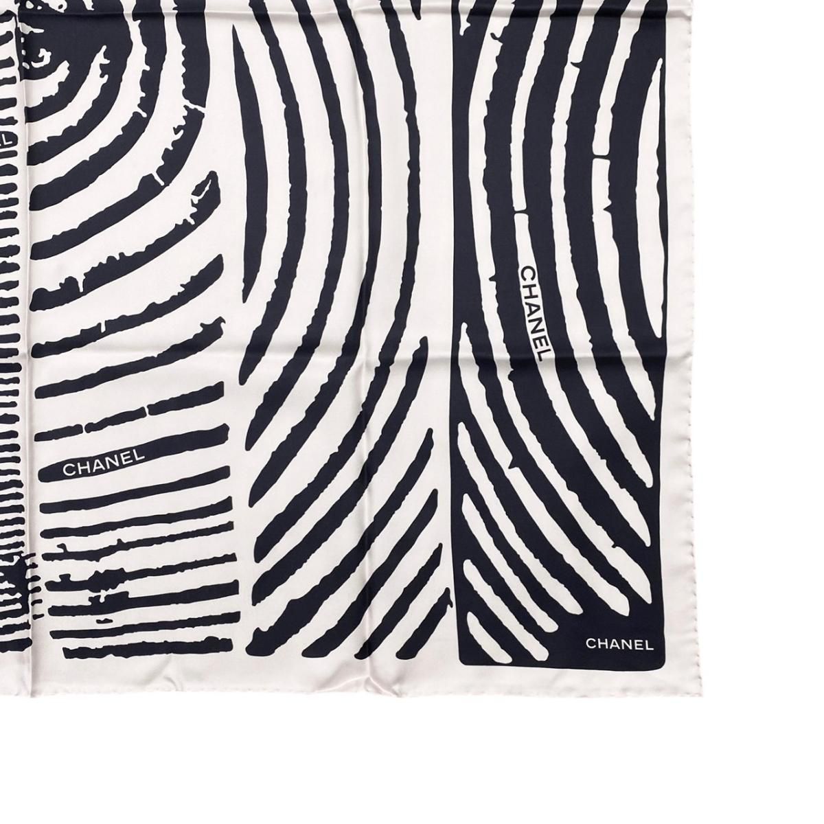 Chanel Silk Scarf CC Logo Zebra Print Black Pink — view 6