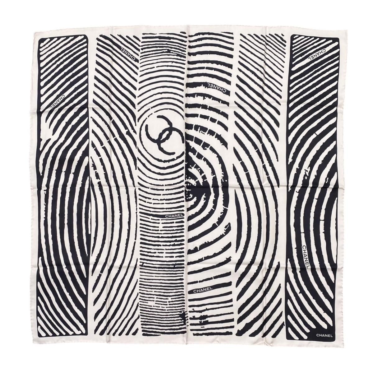 Chanel Silk Scarf CC Logo Zebra Print Black Pink