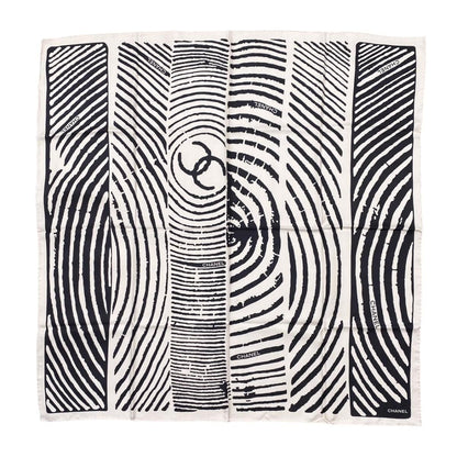 Chanel Silk Scarf CC Logo Zebra Print Black Pink