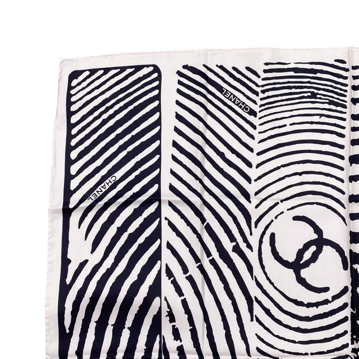 Chanel Silk Scarf CC Logo Zebra Print Black Pink — view 3