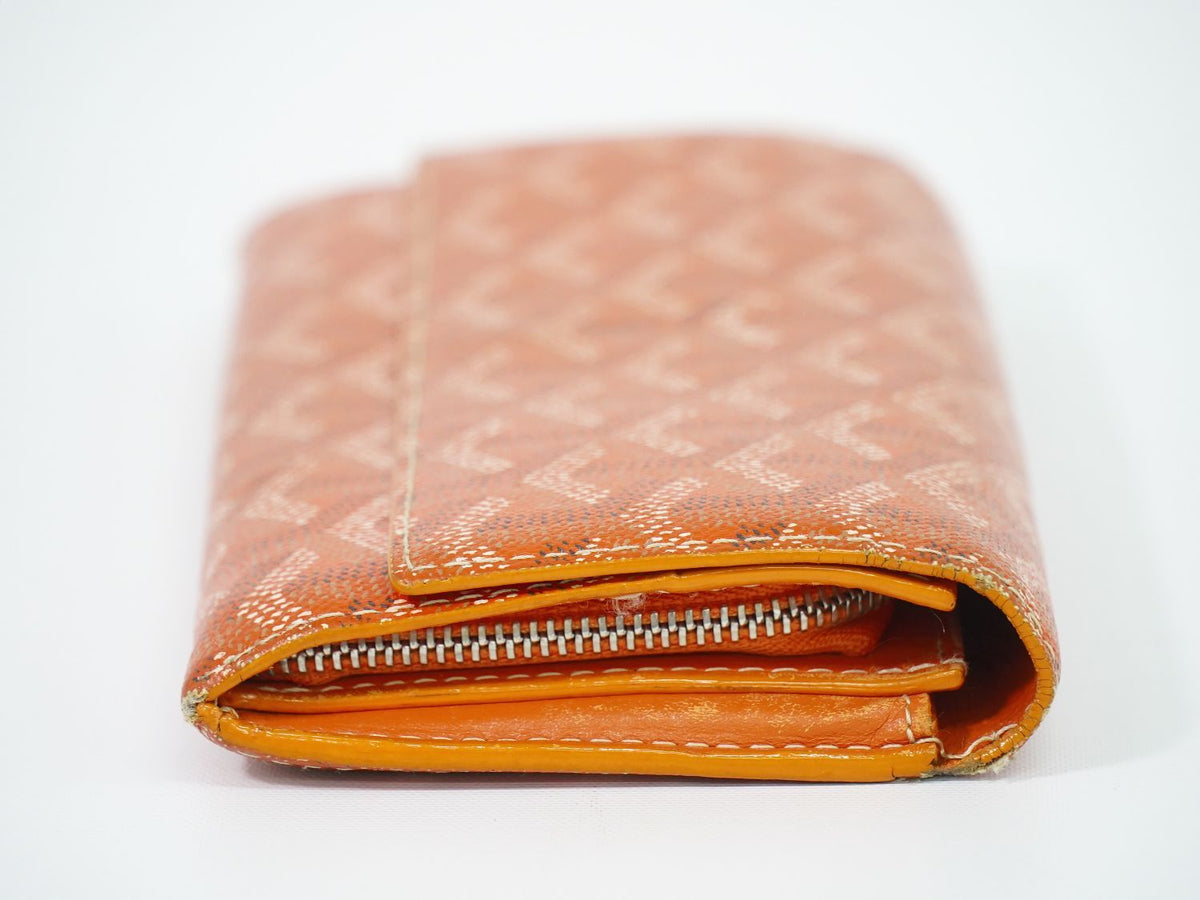 Goyard Richelieu Herringbone Pattern Bifold Wallet Orange — view 4