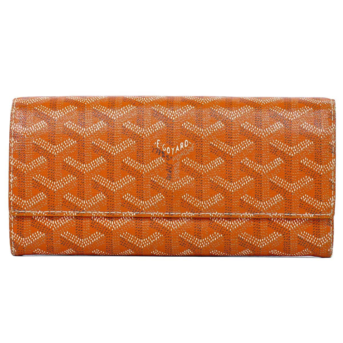 Goyard Richelieu Herringbone Pattern Bifold Wallet Orange