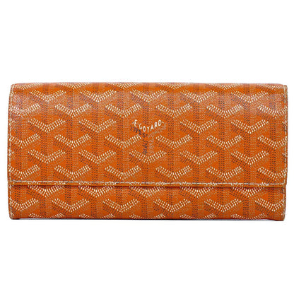 Goyard Richelieu Herringbone Pattern Bifold Wallet Orange