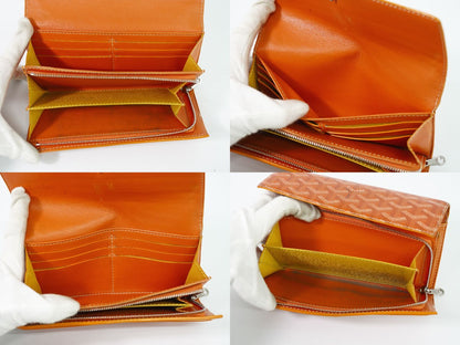 Goyard Richelieu Herringbone Pattern Bifold Wallet Orange — view 7