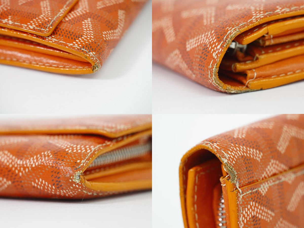 Goyard Richelieu Herringbone Pattern Bifold Wallet Orange — view 6