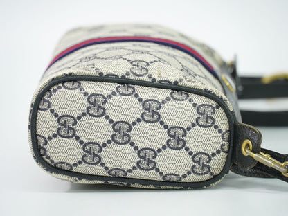 Gucci Vintage Sherry Line GG Supreme 2-Way Shoulder Bag Clutch Pochette Navy — view 4