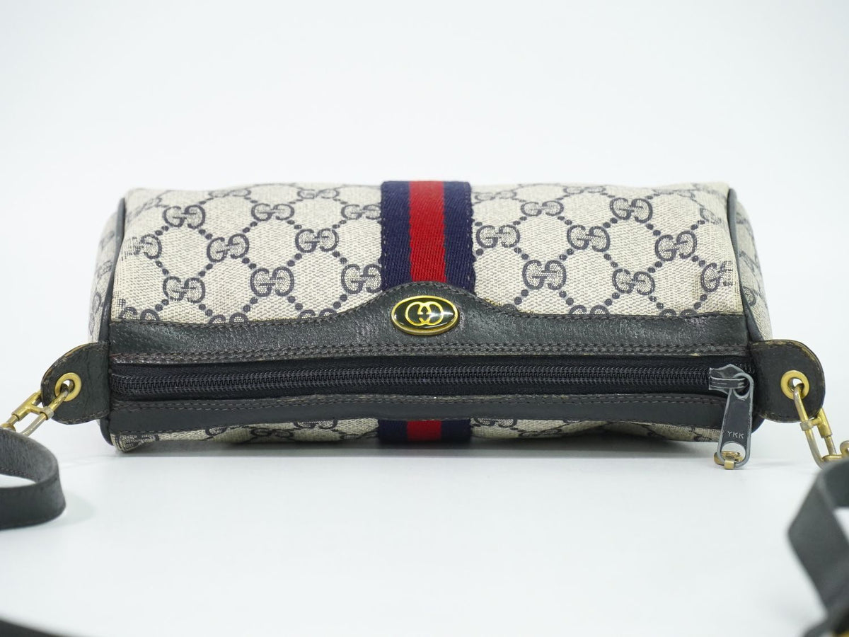 Gucci Vintage Sherry Line GG Supreme 2-Way Shoulder Bag Clutch Pochette Navy — view 5